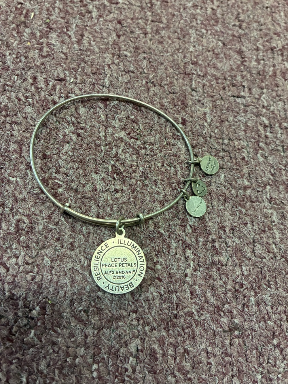 Alex and Ani Silver Lotus Peace Petals Charm Bangle in Silver Tone